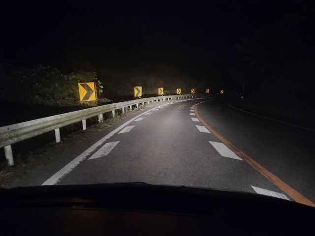 1歳車酔い夜の山道