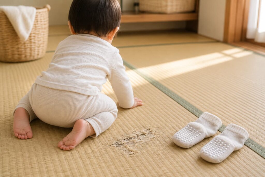 畳のケバで足を怪我